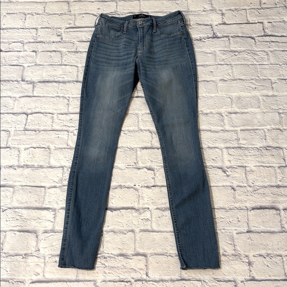 Hollister Curvy Mid Rise Jean Legging Blue Denim Jeggings Size 11 Long / 30 - Picture 1 of 12